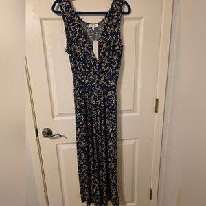 Gilli Navy and Cream Wrap Front Jumpsuit, NWT, L